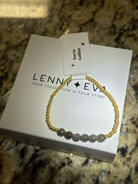 Lenny & Eva Gold Beaded Bracelet with Gray Accent Beads
